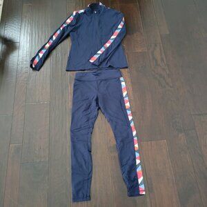 Tory Sport Navy Leggings and Jacket Set with Red and White Accents